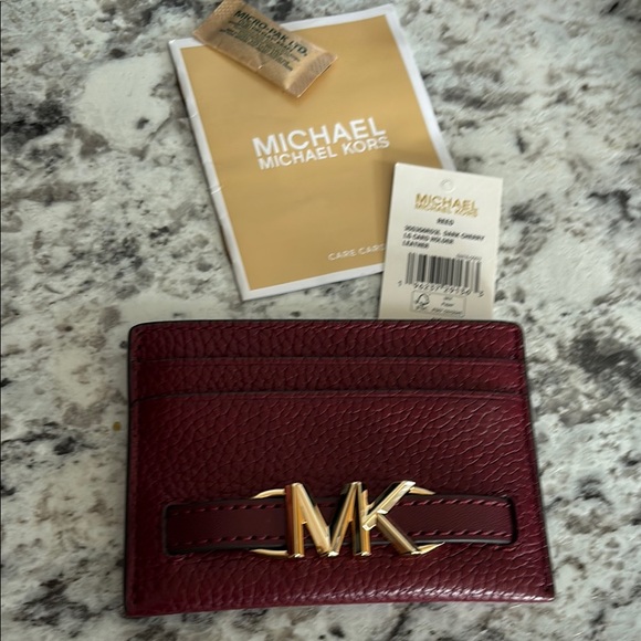 Michael Kors 4" x 3" Burgundy Card Holder Like New - Picture 1 of 10